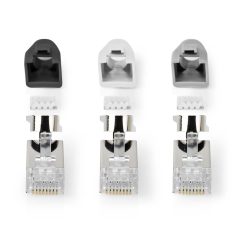   RJ45 csatlakozó | RJ45 Pass Through | Szilárd/szálas FTP CAT7 | Egyenes | Aranyozott | 10 db | PVC | Fehér / Fekete / Szürke | Doboz