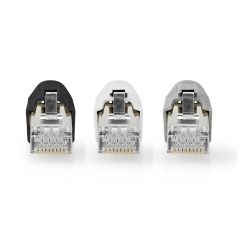   RJ45 csatlakozó | RJ45 Pass Through | Szilárd/szálas FTP CAT7 | Egyenes | Aranyozott | 10 db | PVC | Fehér / Fekete / Szürke | Doboz