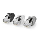 RJ45 csatlakozó | RJ45 Pass Through | Szilárd/szálas FTP CAT7 | Egyenes | Aranyozott | 10 db | PVC | Fehér / Fekete / Szürke | Doboz