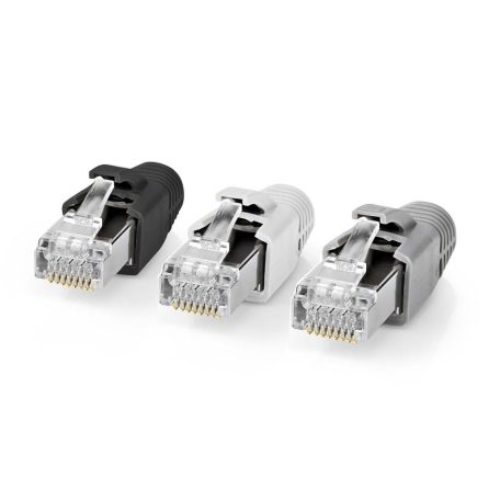 RJ45 csatlakozó | RJ45 Pass Through | Szilárd/szálas FTP CAT7 | Egyenes | Aranyozott | 10 db | PVC | Fehér / Fekete / Szürke | Doboz