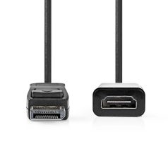   DisplayPort kábel | DisplayPort Dugasz | HDMI™ Kimenet | 4K@30Hz | Nikkelezett | 0.20 m | Kerek | PVC | Fekete | Doboz