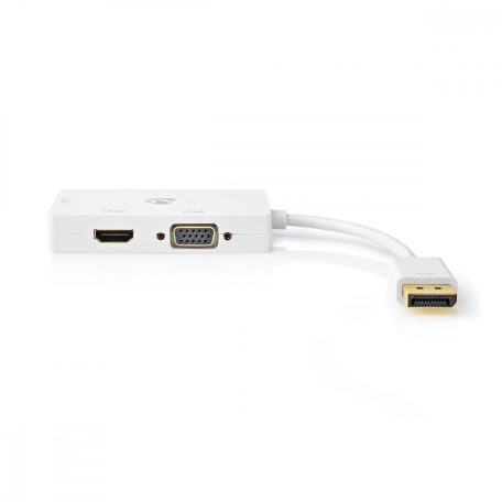 DisplayPort adapter | DisplayPort Dugasz | DVI-D 24+1-Pin Aljzat / HDMI™ Aljzat / VGA Aljzat | 4K@60Hz | Aranyozott | Kapcsolható | 0.20 m | Kerek | ABS | ABS | Fehér | Doboz
