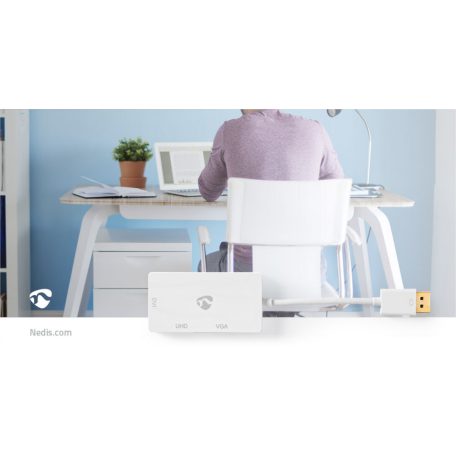 DisplayPort adapter | DisplayPort Dugasz | DVI-D 24+1-Pin Aljzat / HDMI™ Aljzat / VGA Aljzat | 4K@60Hz | Aranyozott | Kapcsolható | 0.20 m | Kerek | ABS | ABS | Fehér | Doboz