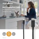 Mini DisplayPort kábel | DisplayPort 1.4 | Mini DisplayPort Dugasz | DisplayPort Dugasz | 48 Gbps | Nikkelezett | 2.00 m | Kerek | PVC | Fekete | Buborékfólia