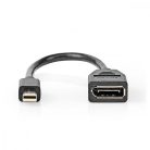 Mini DisplayPort kábel | DisplayPort 1.4 | Mini DisplayPort Dugasz | DisplayPort Aljzat | 48 Gbps | Nikkelezett | 0.20 m | Kerek | PVC | Fekete | Buborékfólia