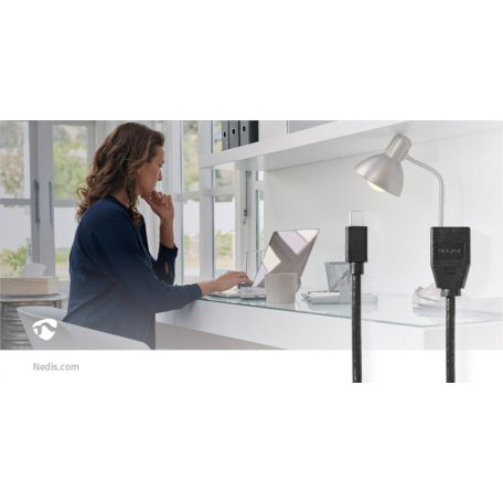 Mini DisplayPort kábel | DisplayPort 1.4 | Mini DisplayPort Dugasz | DisplayPort Aljzat | 48 Gbps | Nikkelezett | 0.20 m | Kerek | PVC | Fekete | Buborékfólia