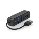 USB hub | 1x USB-A | 3x USB A Aljzat | 5-Port port(s) | USB 2.0 | USB-áramellátású | SD & MicroSD