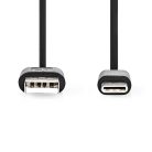 USB kábel | USB 2.0 | USB-A Dugasz | USB-C™ Dugasz | 15 W | 480 Mbps | Nikkelezett | 0.10 m | Kerek | PVC | Fekete | Buborékfólia