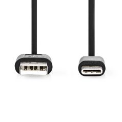   USB kábel | USB 2.0 | USB-A Dugasz | USB-C™ Dugasz | 15 W | 480 Mbps | Nikkelezett | 0.10 m | Kerek | PVC | Fekete | Buborékfólia
