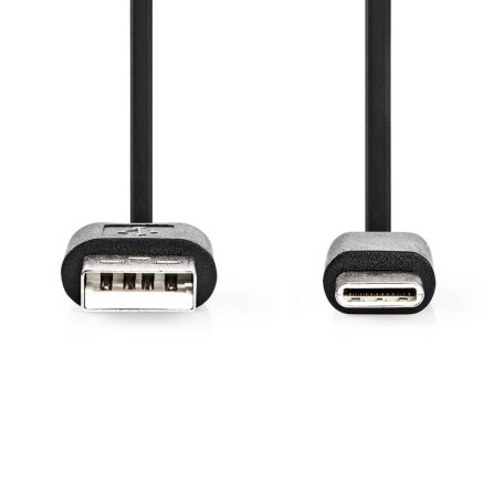 USB kábel | USB 2.0 | USB-A Dugasz | USB-C™ Dugasz | 15 W | 480 Mbps | Nikkelezett | 0.10 m | Kerek | PVC | Fekete | Buborékfólia