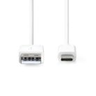 USB kábel | USB 2.0 | USB-A Dugasz | USB-C™ Dugasz | 60 W | 480 Mbps | Nikkelezett | 1.00 m | Kerek | PVC | Fehér | Doboz