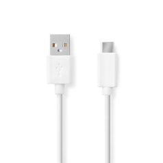   USB kábel | USB 2.0 | USB-A Dugasz | USB-C™ Dugasz | 60 W | 480 Mbps | Nikkelezett | 2.00 m | Kerek | PVC | Fehér | Doboz