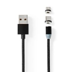   USB kábel | USB 2.0 | USB-A Dugasz | USB Micro-B Dugasz / USB-C™ Dugasz | 10 W | No Data Transfer | Nikkelezett | 2.00 m | Kerek | Nejlon Tok | Fekete | Doboz