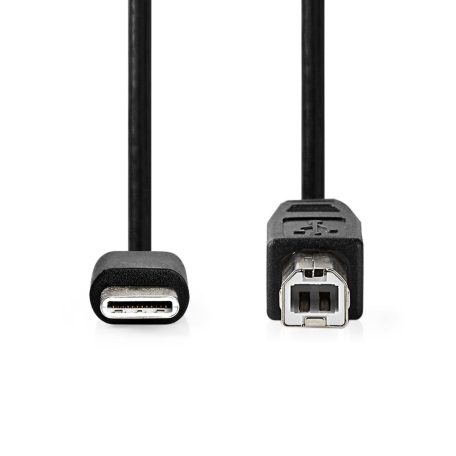 USB kábel | USB 2.0 | USB-C™ Dugasz | USB-B Dugasz | 480 Mbps | Nikkelezett | 2.00 m | Kerek | PVC | Fekete | Doboz