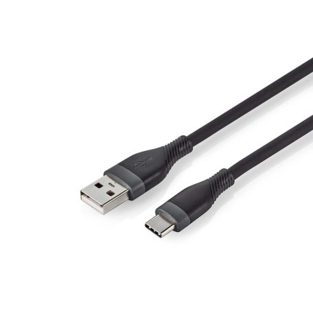 USB kábel | USB 2.0 | USB-A Dugasz | USB-C™ Dugasz | 15 W | 480 Mbps | Nikkelezett | 1.50 m | Kerek | Szilikon | Fekete | Doboz