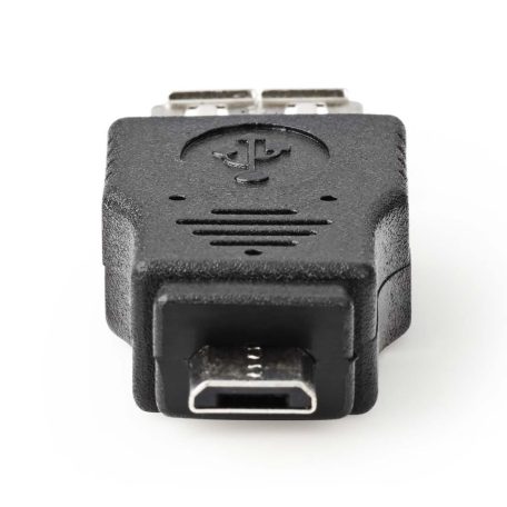 USB Mikro-B Adapter | USB 2.0 | USB Micro-B Dugasz | USB-A Aljzat | 480 Mbps | Nikkelezett | PVC | Fekete | Buborékfólia