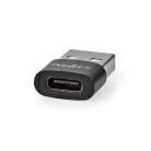 USB-A Adapter | USB 2.0 | USB-A Dugasz | USB-C™ Aljzat | 480 Mbps | Kerek | Nikkelezett | Fekete | Doboz