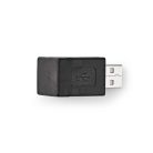 USB-A Adapter | USB 2.0 | USB-A Dugasz | USB-A Aljzat | 480 Mbps | Kerek | Nikkelezett | PVC | Fekete | Doboz