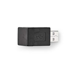   USB-A Adapter | USB 2.0 | USB-A Dugasz | USB-A Aljzat | 480 Mbps | Kerek | Nikkelezett | PVC | Fekete | Doboz