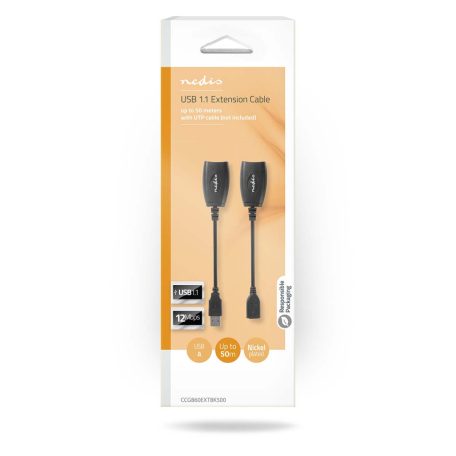 Aktív USB-kábel | USB 1.1 | USB-A Dugasz | RJ45 Aljzat | 12 Mbps | 0.20 m | Kerek | Nikkelezett | PVC | Réz | Doboz