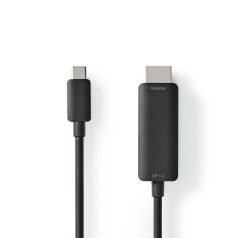   USB-C™ Adapter | USB 3.2 Gen 1 | USB-C™ Dugasz | HDMI™ Csatlakozó | 4K@60Hz | 2.00 m | Kerek | Nikkelezett | PVC | Fekete | Doboz