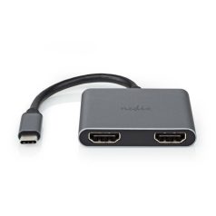   USB-C™ Adapter | USB 3.2 Gen 1 | USB-C™ Dugasz | 2x HDMI™ | 4K@30Hz | 0.10 m | Kerek | Nikkelezett | PVC | Fekete | Doboz