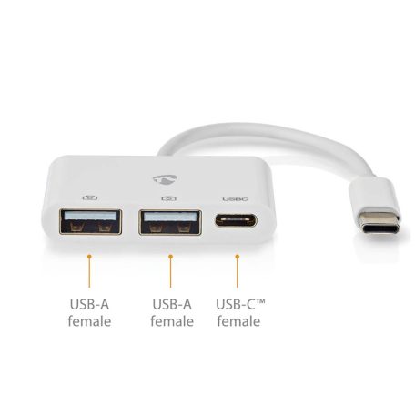 USB hub | 1x USB-C™ | 1x USB-C™ / 2x USB 2.0 A Female | 3-Port port(s) | USB-áramellátású