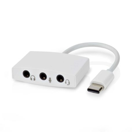 USB-C™ Adapter | USB 2.0 | USB-C™ Dugasz | 3.5 mm Aljzat | 0.10 m | Kerek | Nikkelezett | ABS/PVC | Fehér | Doboz