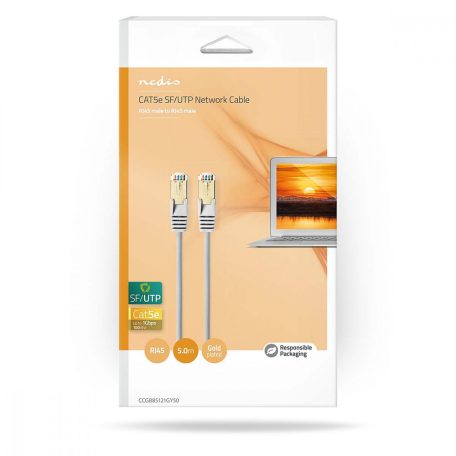 CAT5e hálózati kábel | SF/UTP | RJ45 Dugasz | RJ45 Dugasz | 5.00 m | Kerek | PVC | Szürke | Doboz