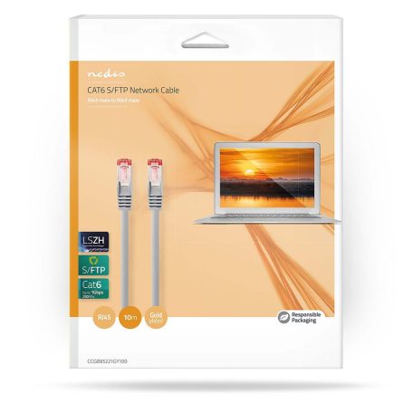 CAT6 hálózati kábel | RJ45 Dugasz | RJ45 Dugasz | S/FTP | 10.0 m | Benti | Kerek | LSZH | Szürke | Doboz