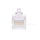 RJ45 csatlakozó | Dugasz | Solid UTP CAT5e | Egyenes | Aranyozott | 10 db | PVC | Átlátszó | Doboz