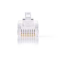   RJ45 csatlakozó | Dugasz | Solid UTP CAT5e | Egyenes | Aranyozott | 10 db | PVC | Átlátszó | Doboz