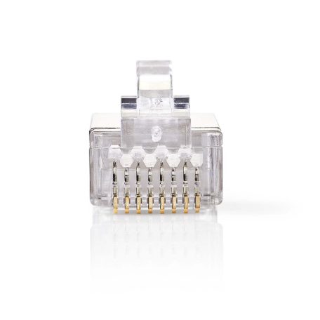 RJ45 csatlakozó | Dugasz | Tömör STP CAT6 | Egyenes | Aranyozott | 10 db | PVC | Átlátszó | Doboz