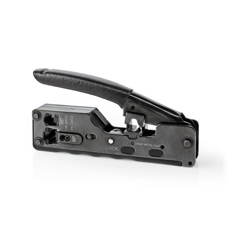 Crimp pliers | CAT5 / CAT5e / CAT6 / CAT6a / CAT7 / RJ12 / RJ45 | Fogó / Szigetelés Eltávolítás | ABS / Acél | Fekete