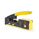 Crimp pliers | CAT5 / CAT5e / CAT6 / CAT6a / CAT7 / RJ12 / RJ45 | Fogó / Lehántás / Szigetelés Eltávolítás | Acél / Gumi | Fekete / Sárga