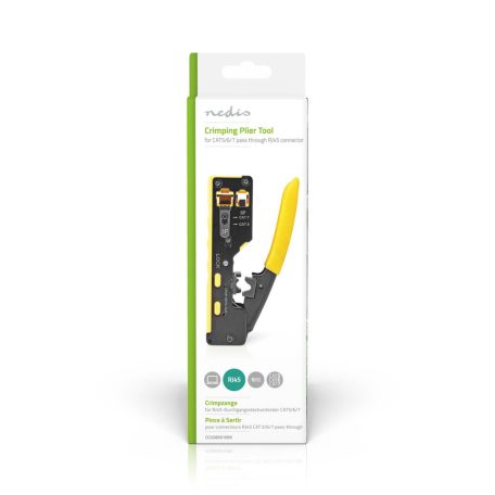 Crimp pliers | CAT5 / CAT5e / CAT6 / CAT6a / CAT7 / RJ12 / RJ45 | Fogó / Lehántás / Szigetelés Eltávolítás | Acél / Gumi | Fekete / Sárga
