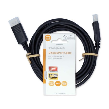 DisplayPort kábel | DisplayPort Dugasz | DisplayPort Dugasz | 4K@60Hz | Nikkelezett | 3.00 m | Kerek | PVC | Fekete | Label
