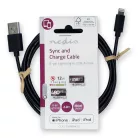 Lightning Kábel | USB 2.0 | Apple Lightning, 8 Pólusú | USB-A Dugasz | 480 Mbps | Nikkelezett | 2.00 m | Kerek | PVC | Fekete | Label