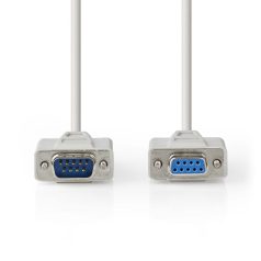   Soros kábel | D-SUB 9-Tűs Dugasz | D-SUB 9-Tűs Aljzat | Nikkelezett | 5.00 m | Kerek | PVC | Elefántcsont | Label