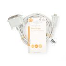 Soros kábel | D-SUB 25-Tűs Dugasz | D-SUB 9-Tűs Aljzat | Nikkelezett | 2.00 m | Kerek | PVC | Elefántcsont | Label