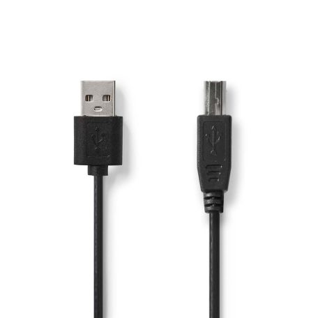 USB kábel | USB 2.0 | USB-A Dugasz | USB-B Dugasz | 480 Mbps | Nikkelezett | 2.00 m | Kerek | PVC | Fekete | Label