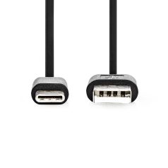   USB kábel | USB 2.0 | USB-A Dugasz | USB-C™ Dugasz | 15 W | 480 Mbps | Nikkelezett | 3.00 m | Kerek | PVC | Fekete | Label