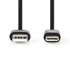 USB kábel | USB 2.0 | USB-A Dugasz | USB-C™ Dugasz | 5 W | 480 Mbps | Nikkelezett | 1.00 m | Kerek | PVC | Fekete | Label