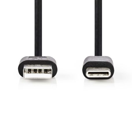 USB kábel | USB 2.0 | USB-A Dugasz | USB-C™ Dugasz | 5 W | 480 Mbps | Nikkelezett | 1.00 m | Kerek | PVC | Fekete | Label