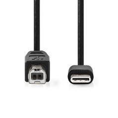   USB kábel | USB 2.0 | USB-C™ Dugasz | USB-B Dugasz | 480 Mbps | Nikkelezett | 1.00 m | Kerek | PVC | Fekete | Label