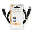 USB kábel | USB 2.0 | USB-C™ Dugasz | USB-B Dugasz | 480 Mbps | Nikkelezett | 1.00 m | Kerek | PVC | Fekete | Label