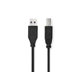   USB kábel | USB 3.2 Gen 1 | USB-A Dugasz | USB-B Dugasz | 5 Gbps | Nikkelezett | 3.00 m | Kerek | PVC | Fekete | Label