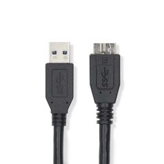   USB kábel | USB 3.2 Gen 1 | USB-A Dugasz | USB Micro-B Dugasz | 5 Gbps | Nikkelezett | 0.50 m | Kerek | PVC | Fekete | Label