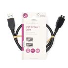 USB kábel | USB 3.2 Gen 1 | USB-A Dugasz | USB Micro-B Dugasz | 5 Gbps | Nikkelezett | 0.50 m | Kerek | PVC | Fekete | Label