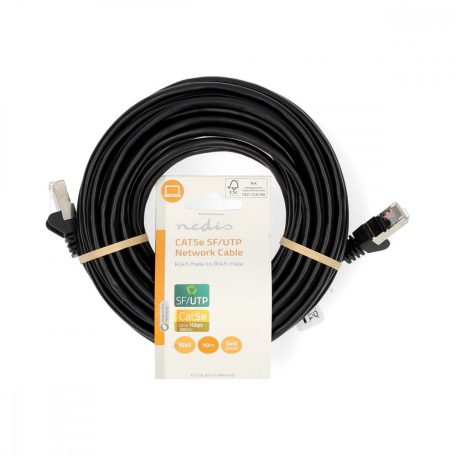 CAT5e hálózati kábel | SF/UTP | RJ45 Dugasz | RJ45 Dugasz | 10.0 m | Kerek | PVC | Fekete | Label